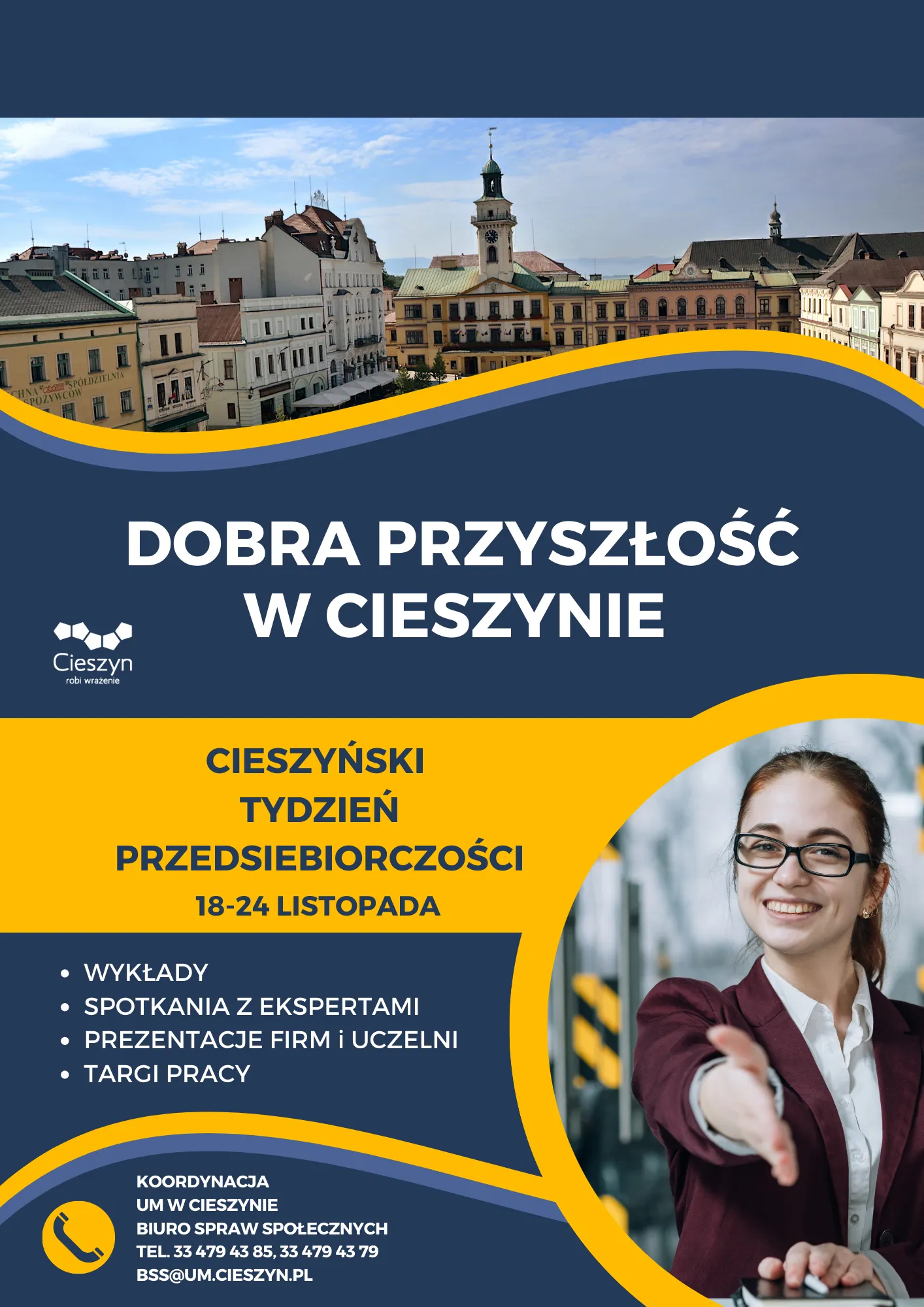 plakat promujący Cieszyński Tydzień Przedsiębiorczości 